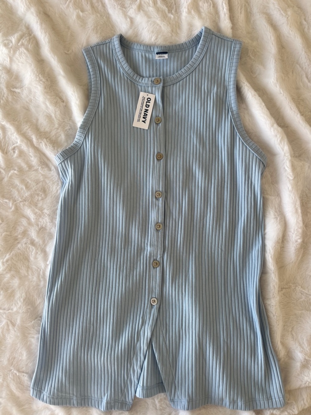 Old Navy Baby Blue Ribbed Button Front tank tunic